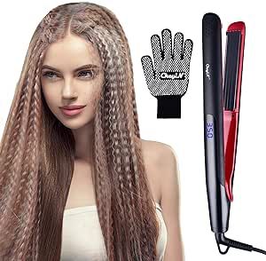 CkeyiN Crimper Iron for Volumizing Fluffy Hairstyle, 12-Speed Temperatures Adjustment, Anti Static Curling Iron for All Corn, Perm, Curls Hair Types, Hair Crimper for Women