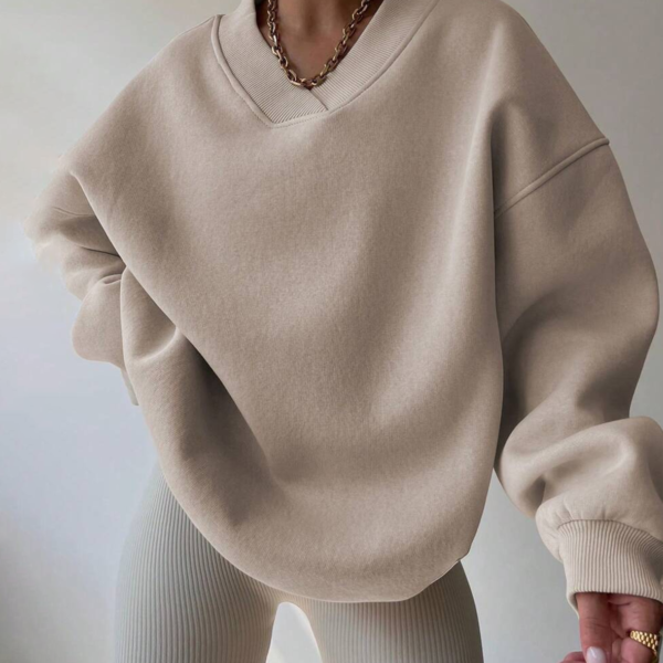 Women's Solid Color Oversized Drop Shoulder Sweatshirt